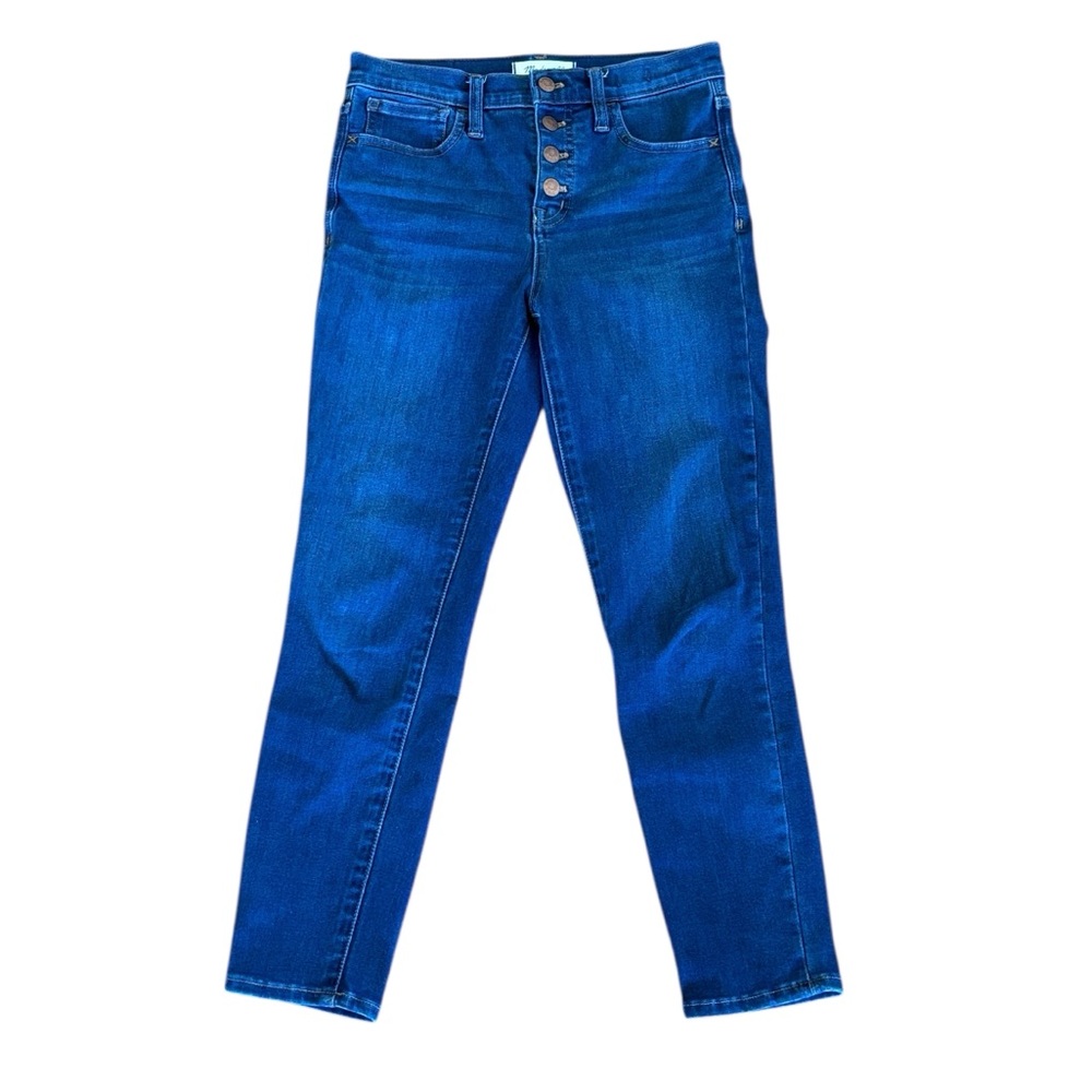 Madewell High Rise Skinny Buttonfly Blue Cropped Jeans Size 25